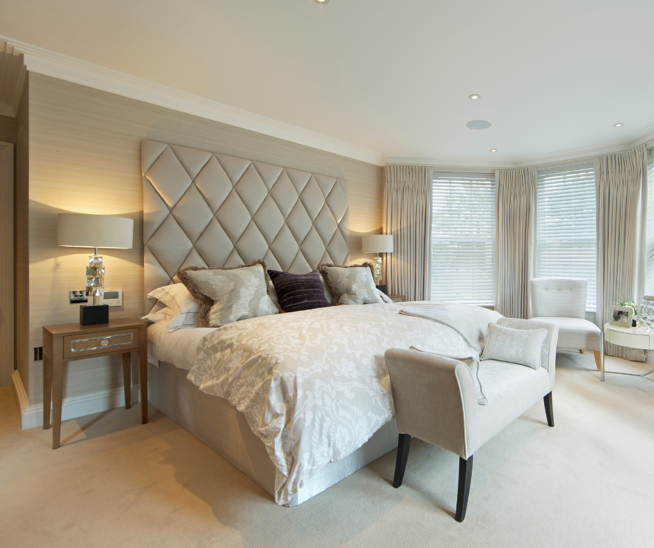 a comfortable, vacuumed bedroom that has been cleaned by experts with years of experience.