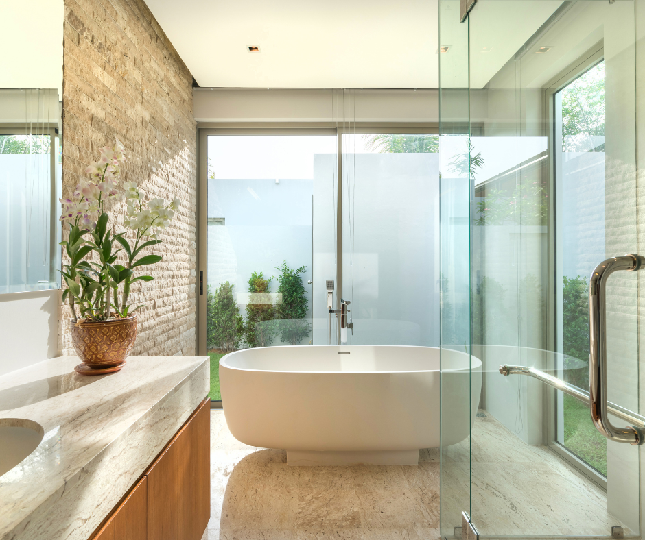 bathroom interior, cleaned and sanitized