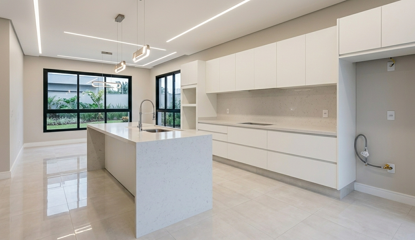 kitchen completely cleaned after being built