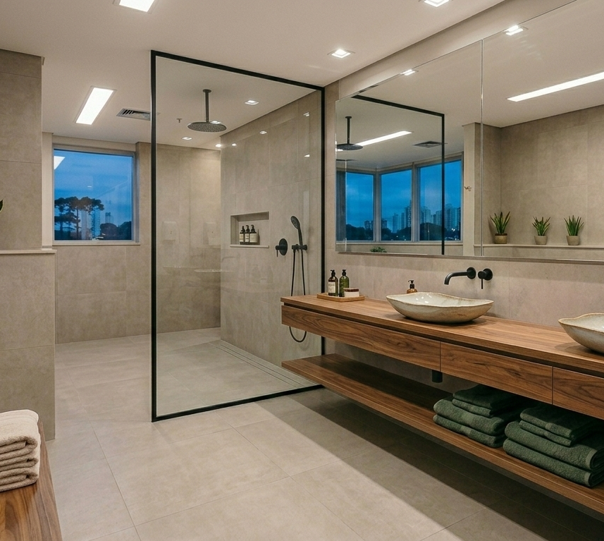 bathroom, cleaned after been built