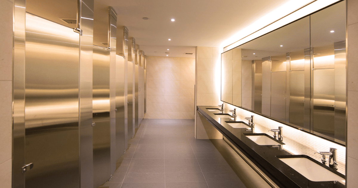 office bathroom cleaned and sanitized