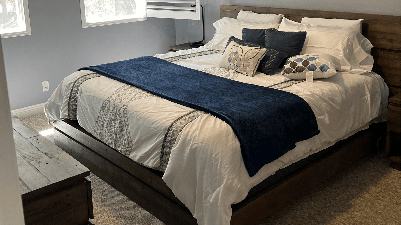 Bedroom, organized and tidy, after a professional deep cleaning service