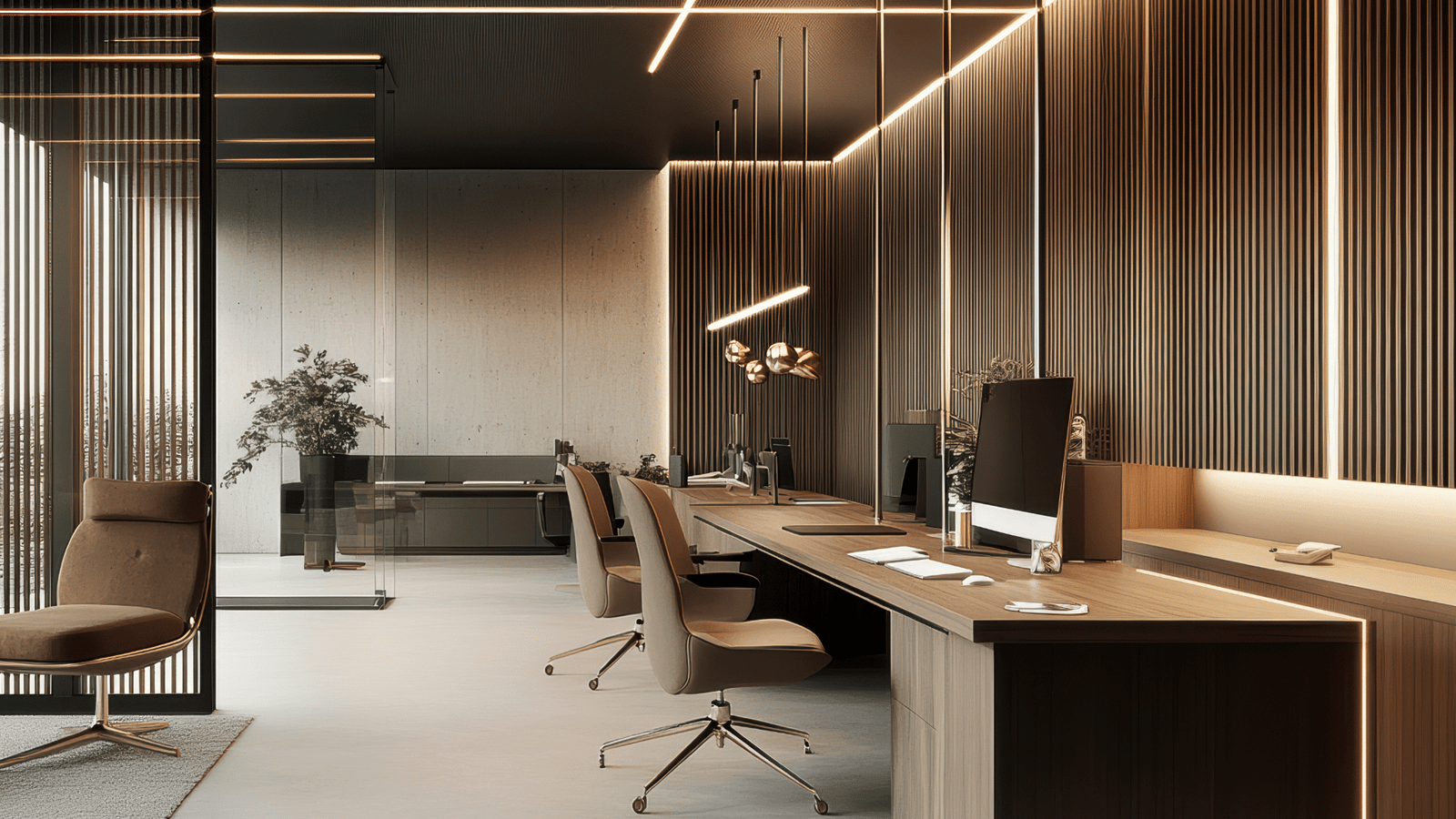 Office working space, pristine, clean, and ready to be used after a commercial cleaning service